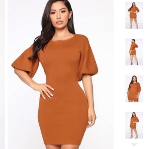 Cognac Mini Sweater Dress